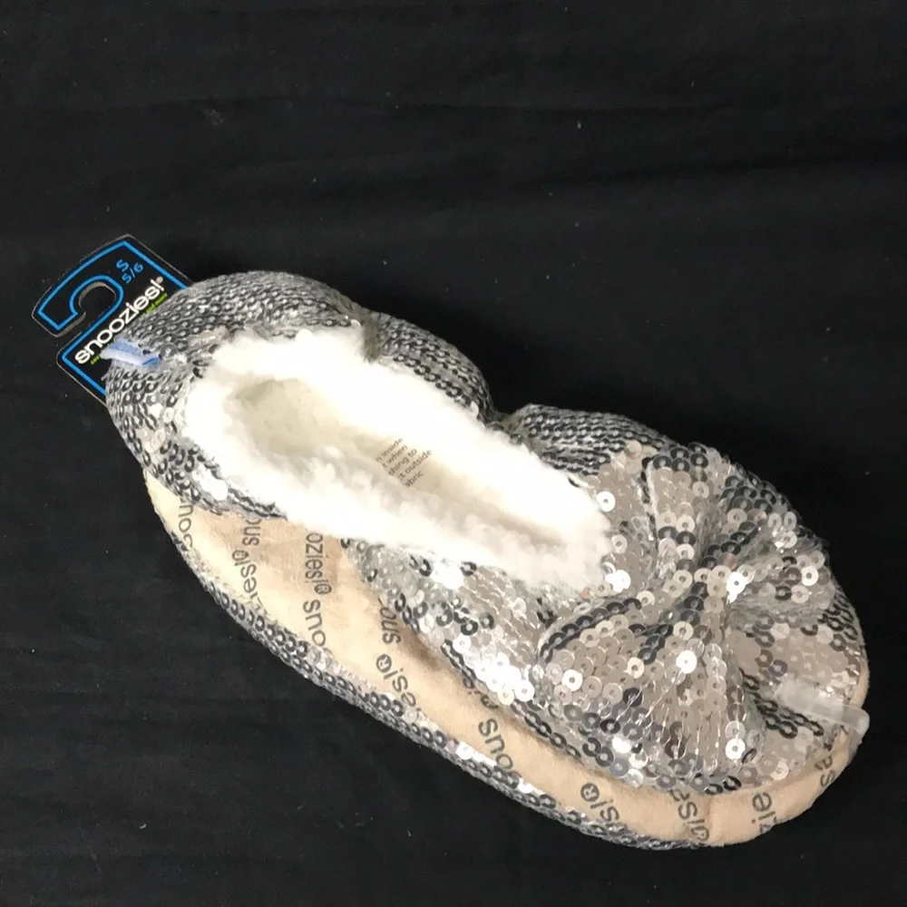 Snoozies Ballerina Bling Metallic Shine Women Slippers Sequin House Slip… - Picture 1 of 2